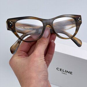 Celine CL50040I 055 BRAND NEW Eyeglasses Striped Blue Brown Havana Women Cat Eye